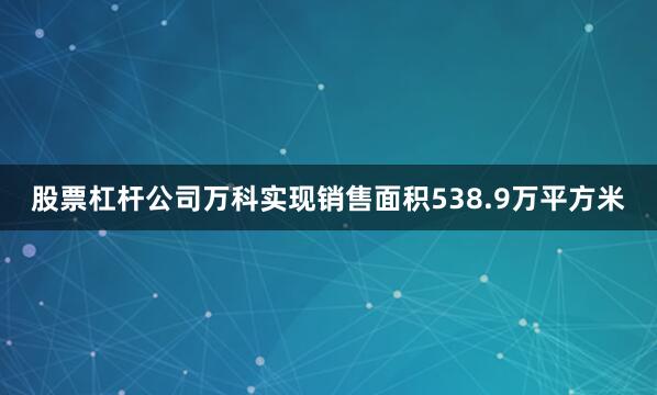 股票杠杆公司万科实现销售面积538.9万平方米